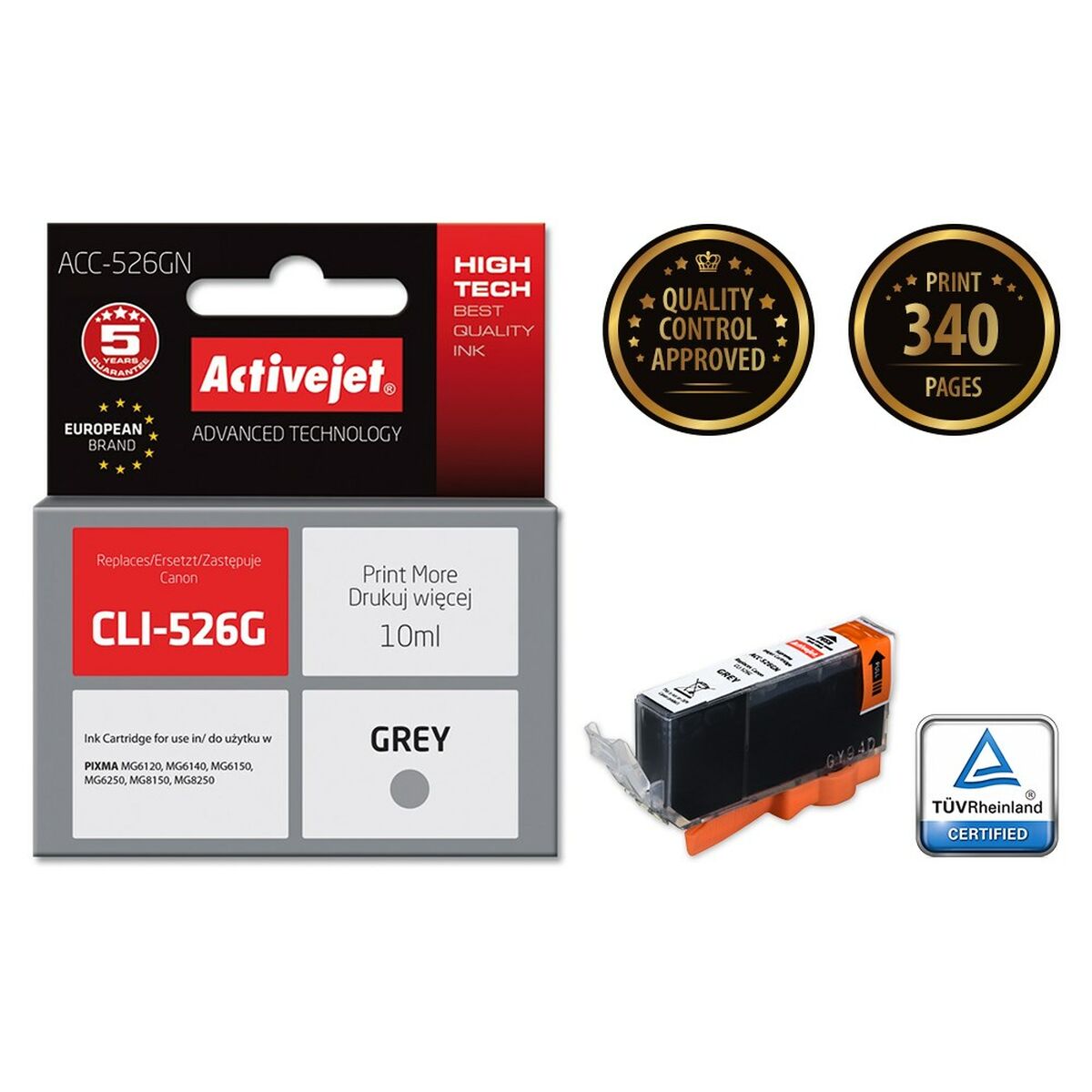 Compatibele inktcartridge Activejet ACC-526GN Grijs